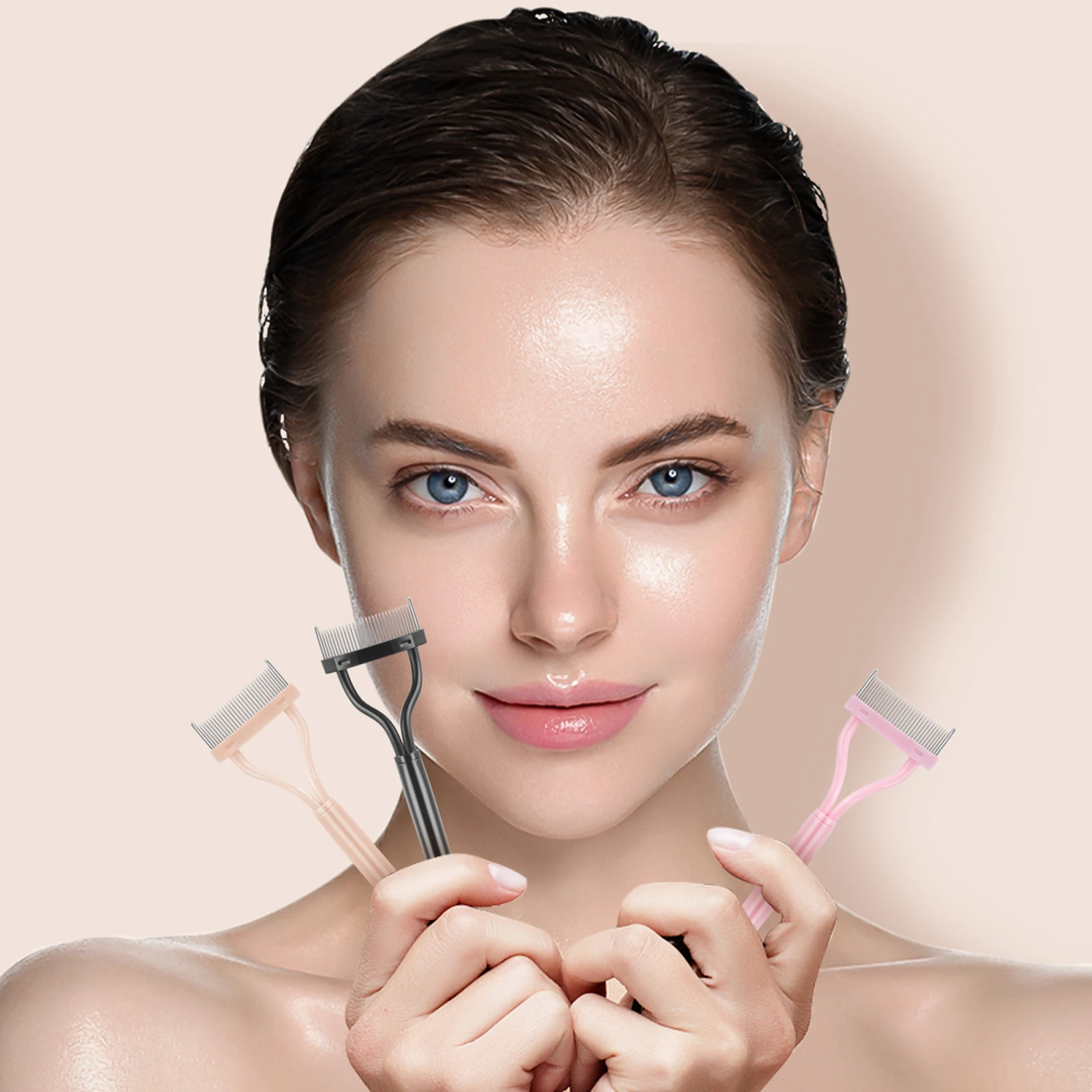 Modelador de cílios de aço inoxidável, separador de cílios dobrável, escova de metal, pente, rímel, curvatura, beleza, maquiagem, ferramenta cosmética