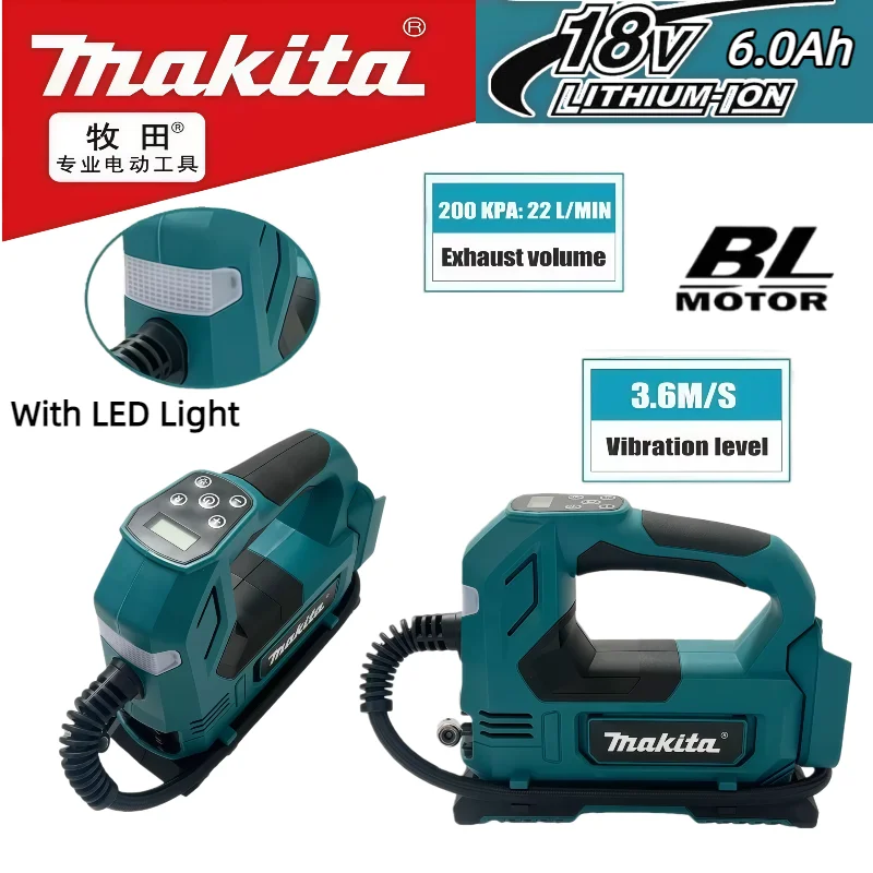 

Makita 18V brushless air Pump Cordless Air Inflator: Portable Tyre Pump with Digital Display for Cars & Motorcycles