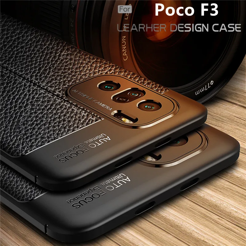 For Poco F3 Case For Xiaomi Poco F3 Capas Shockproof Back Luxury Soft Coque Phone Bumper TPU Leather For Fundas Poco F3 Cover