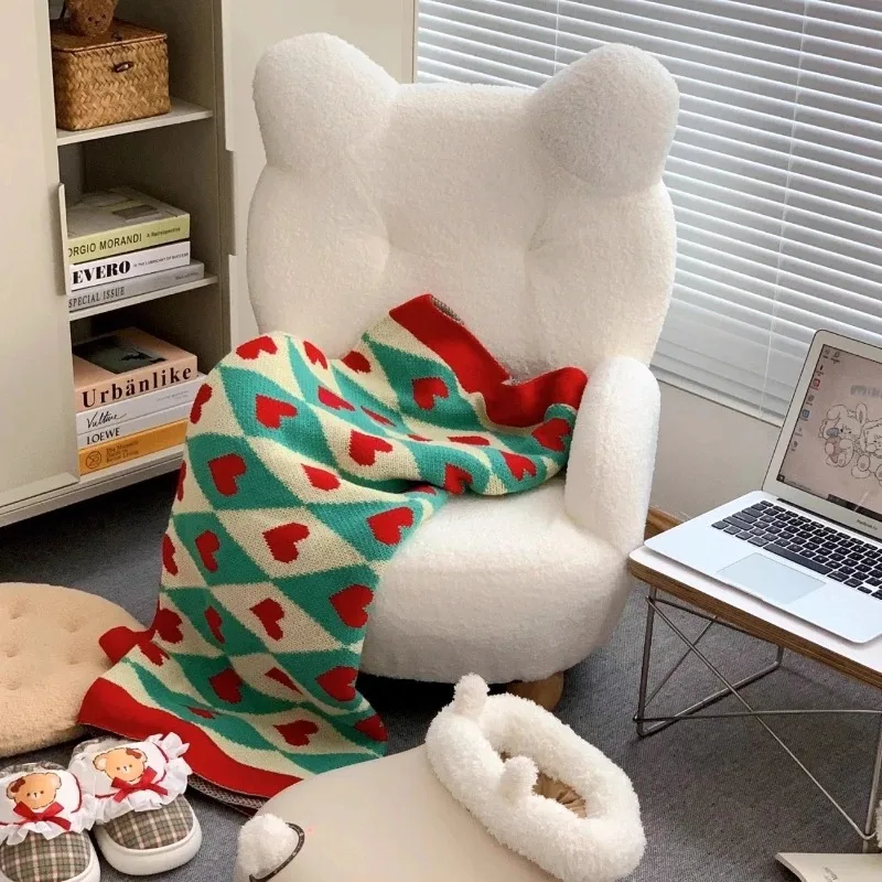 Adorable Bear-Shaped Chair Mini Single Sofa for Room Compact Cozy Armchair with Soft Lamb Wool Modern Furniture
