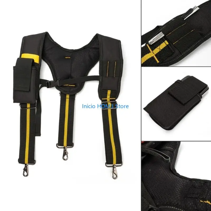 A5YD Tool Belt Suspenders Padded Carpenter Electrician Work Suspender with Attachment