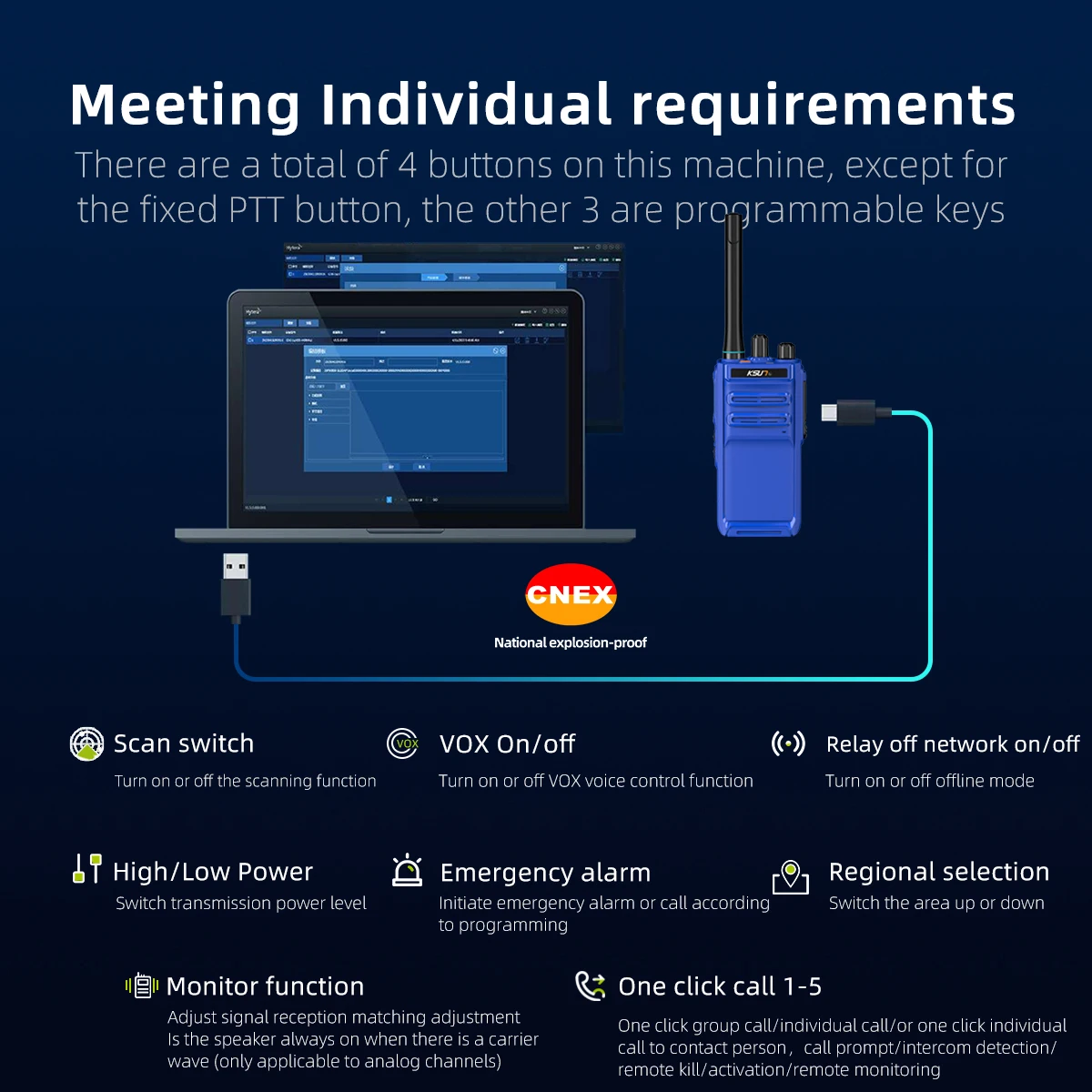 KSUN DM1200(EX) IP68 مقاوم للماء DMR راديو تناظري رقمي مقاوم للانفجار جهاز اتصال لاسلكي لصناعة البتروكيماويات