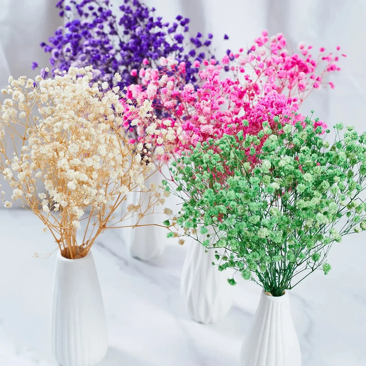 100g Dried Flowers Baby Breath Preserved Flowers Gypsophila Bouquet Boho Home Decor Colorful Gypsophile Wedding Party Decoration