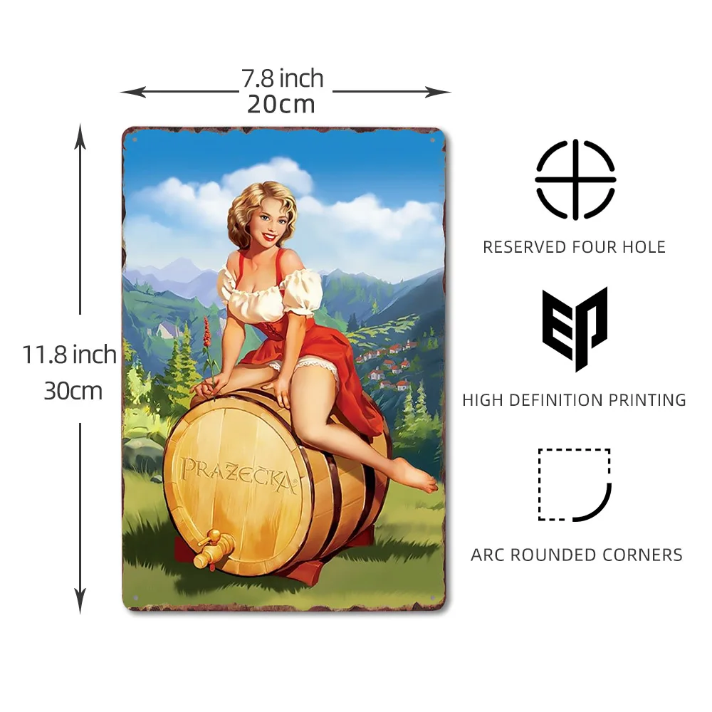 Pin Up Girls Beer Metal Signs Vintage Plaque Sexy Lady Pub Bar Wall Poster Painting Home Decor 20x30cm