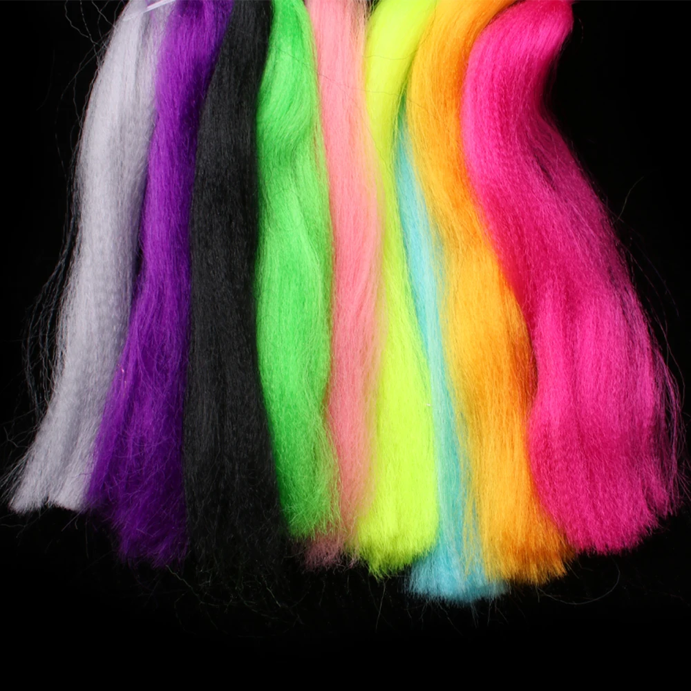 14 kolorów 30 cm Streamer Minnow Fibers Kinky Synthetic Fly Fishing Tiing Material for Bass Pike Lure Jig Head Bucktail Bait