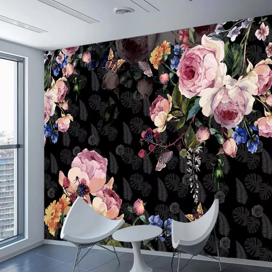 

Пользовательские современные контактные бумажные обои для гостиной, спальни, обои, домашний декор, цветочная роза, мебельная фреска