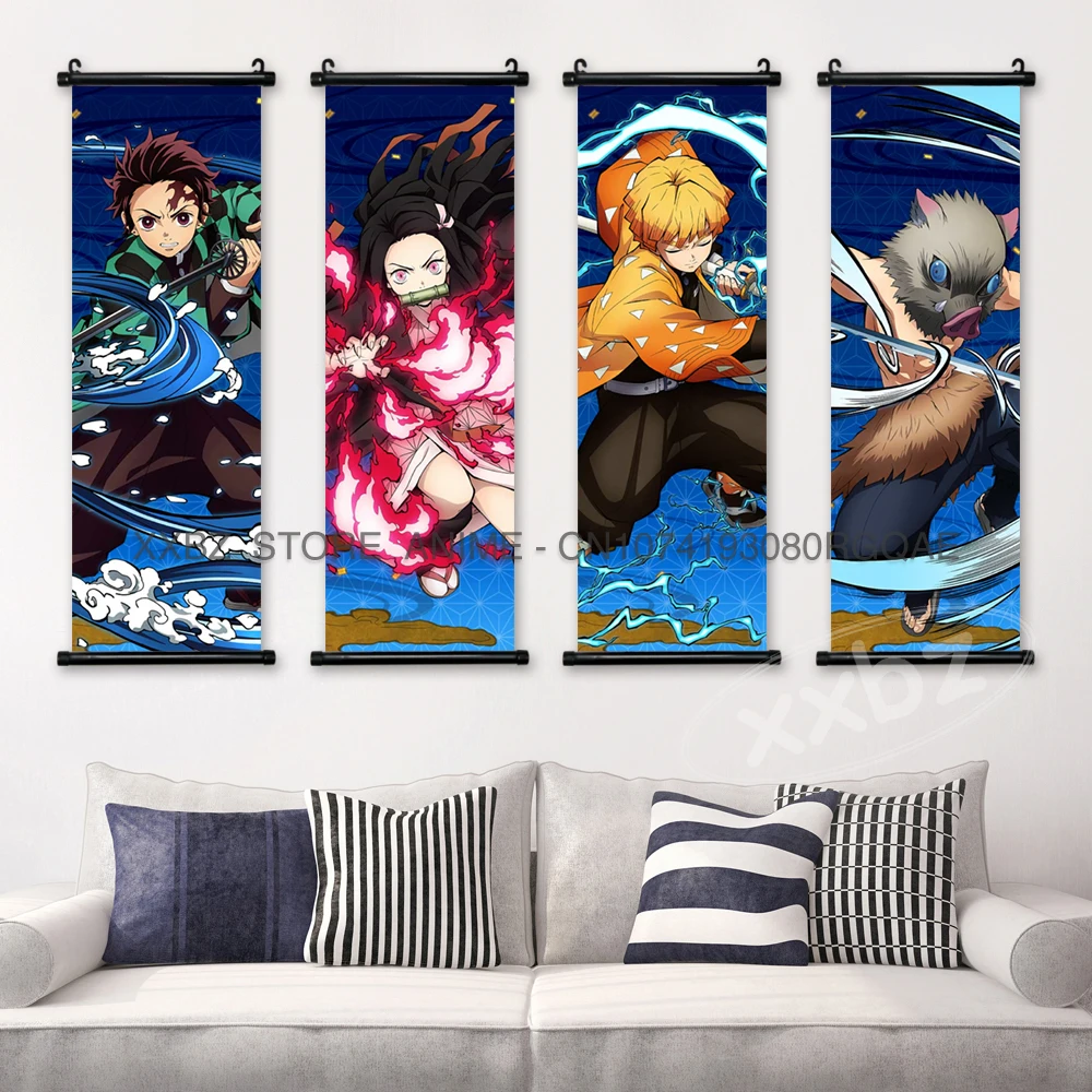 Demon Slayer Scroll Bild Anime Hängendes Gemälde Kamado Tanjirou Poster Home Decor Wandkunst Leinwand Geschenk für Kindertag – Detail 3