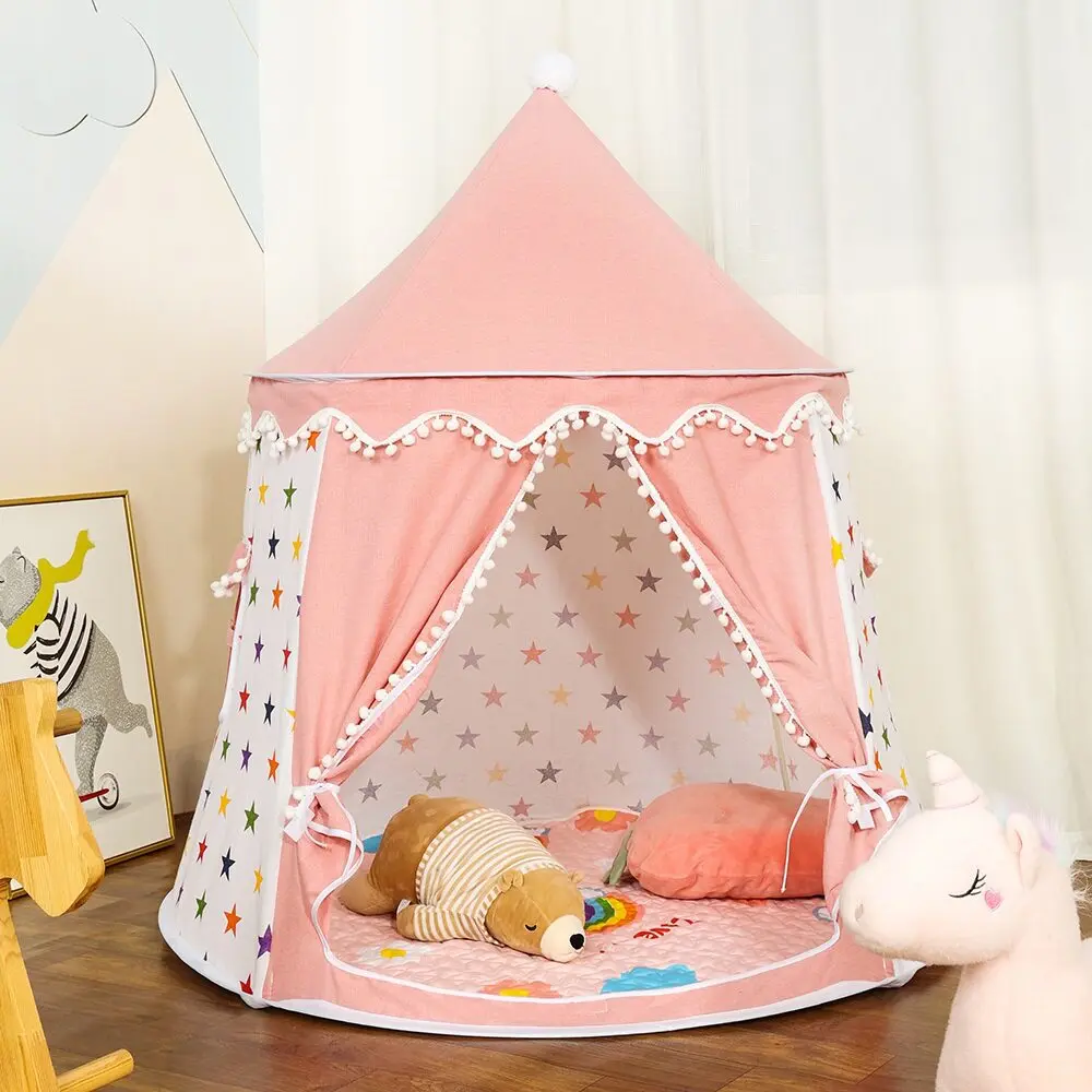 Cotton and Linen Yurt Large Space Children's Tent Portable Indoor Child Girl Toy Game House Castle Small House Multi-color