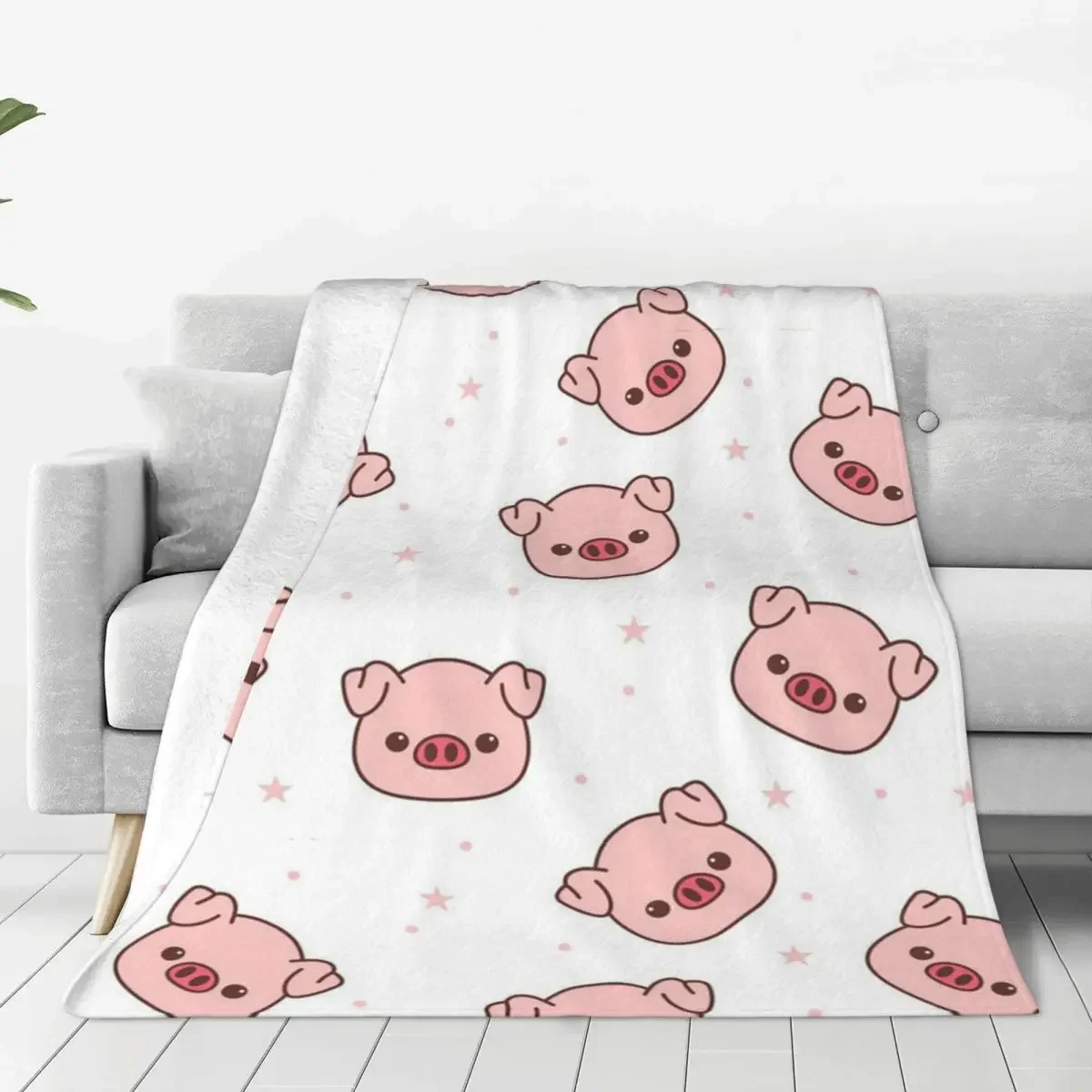 

Baby Blanket Cute Pig Pink Plaid Sofa Cover Flannel Winter Animal Cartoon Collage Soft Throw Blankets for Home Bedroom Rug Piece