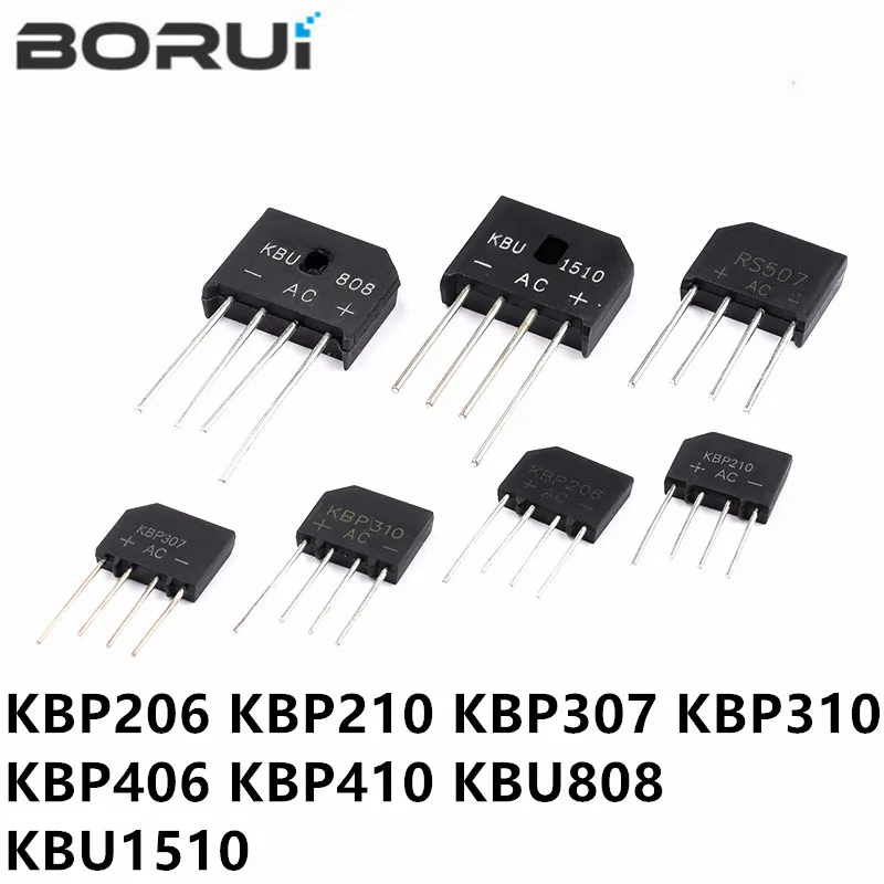 10pcs/lot KBP206 KBP210 KBP307 KBP310 KBP406 KBP410 KBU808 KBU1510 2A 3A 8A 600V 700V 1000V Rectifier bridge Rectifiers DIP-4