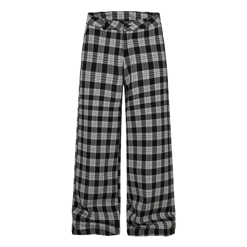 

Мужские брюки в американском ретро-стиле GXFortune: утепленные, в клетку, свободного прямого кроя, повседневные, широкие, из полиэстера, для пар