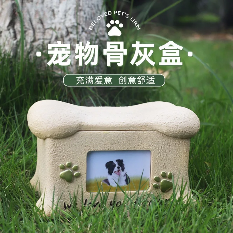 Pet Funeral Box, Commemorative Box, Animal Resin Can with Photo Frame, Nostalgia Preservation