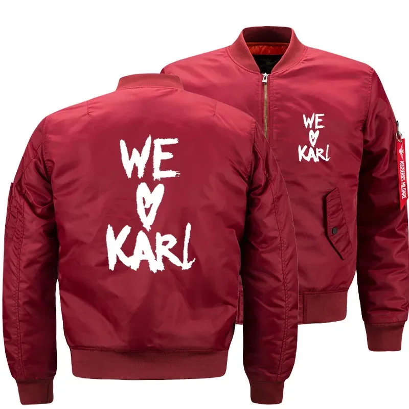 We Love Karls Men Zipper Bomber Jacket Casual Fashion Thick Travel Moto Jacket Streetwear Coat EU Size Winter Warm Windbreaker