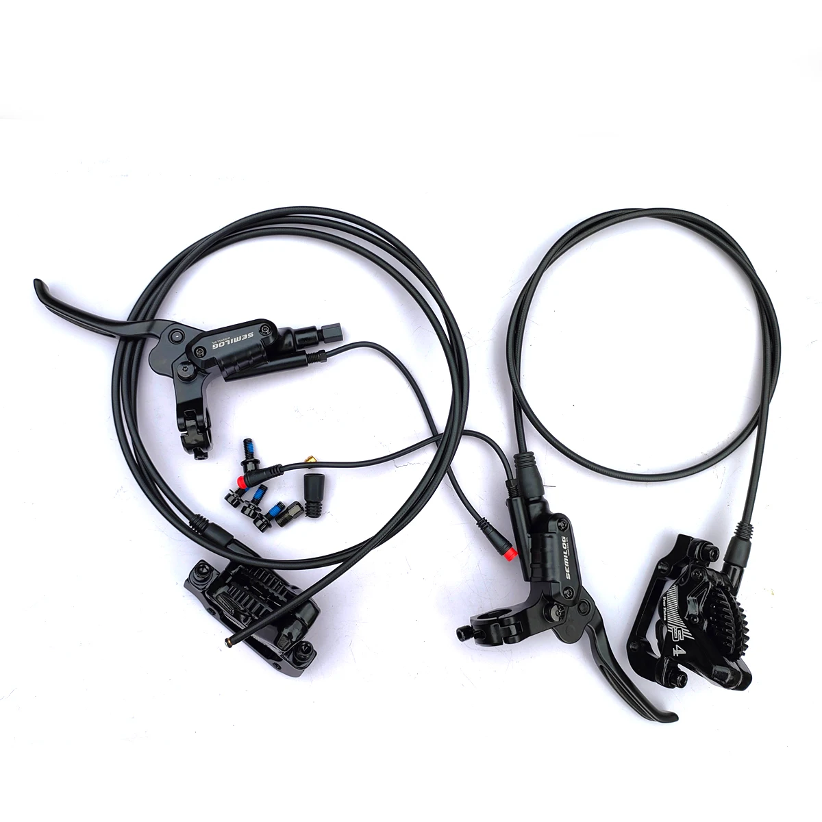 95/185cm Length Cable,4-Piston Electric Bicycle Hydraulic Brake,  E-Bikes, Mountain Bike, Scooter Brakes