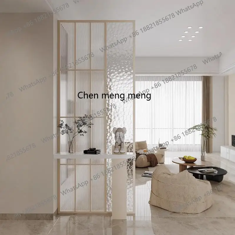 French Cream Stainless Steel Partition Cabinet Decoration Modern Living Room Block Screen