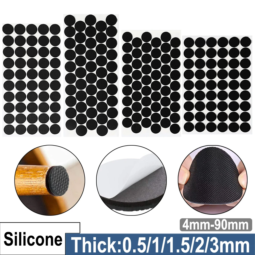 

4mm-90mm Silicone Self Adhesive Felt pads for Chairs Furniture pads Felt Self-Adhesive Black 0.5/1/1.5/2/3mm Thick