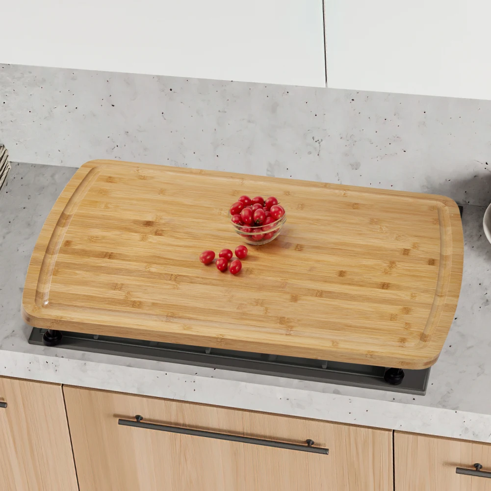 

30" x 20" Board Stove Cover with Removable Legs, Countertop Bamboo Cutting Board, Wood Stove Top Covers