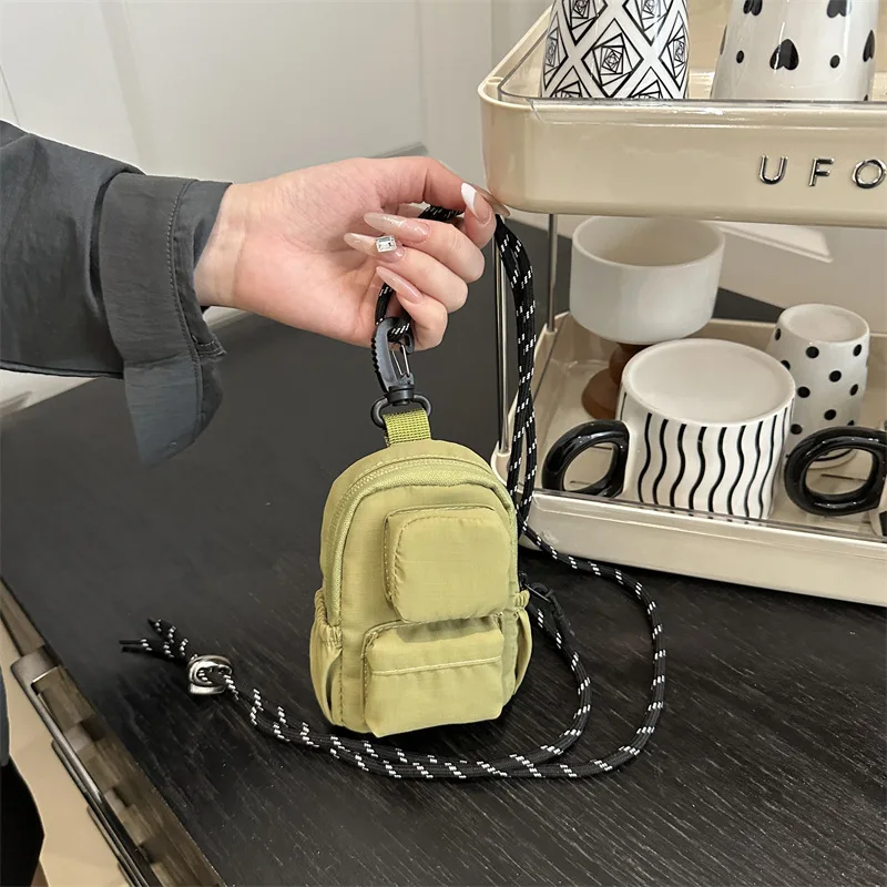 New Mini Dopamine Colored Coin Crossbody Pouch Portable Storage Bag For Small Change Daily Use Purse Japanese Dual Pocket Neck