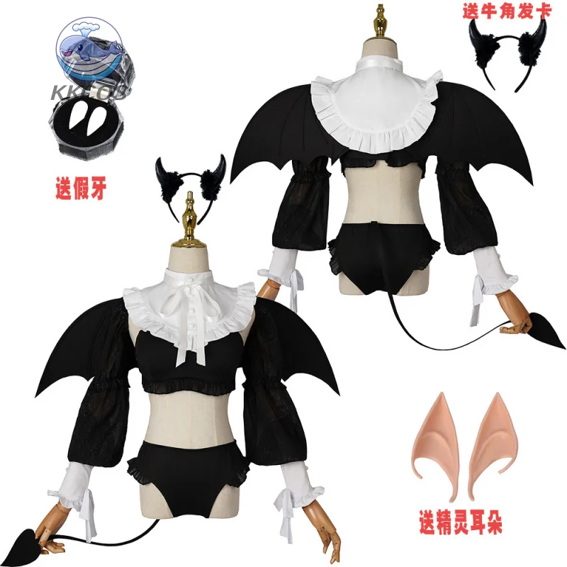 アニメ「着せ替え人形は恋をする」北川まりん リズキュン コスプレ衣装 セクシーランジェリーセット ヘッドウェア 羽 ウィッグ ストッキング ハロウィン用