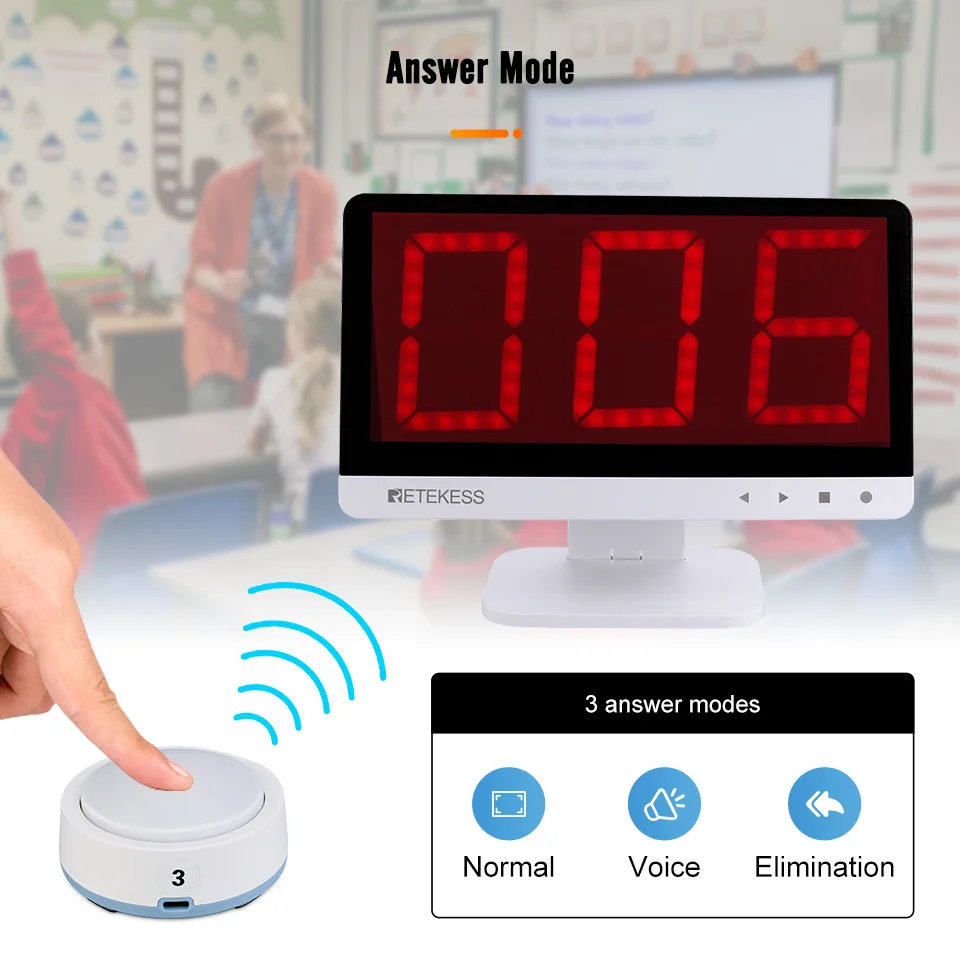 Retekess TM101 Quiz Answer Game Buzzer System 3 Answer Mode 4 Color State for Classroom Competition Game Show Family Party Games