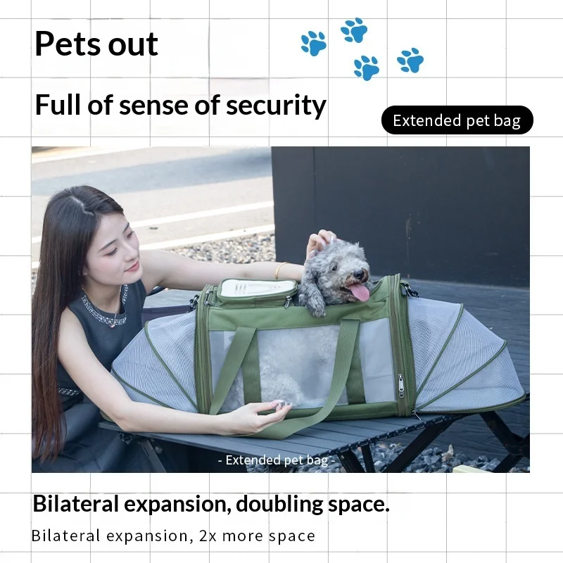 Dodopet Cat Dog Outgoing Portable Expandable Hatchback Isolated Folding Shoulder Crossbody Oxford Zipper Closure Pet Bag