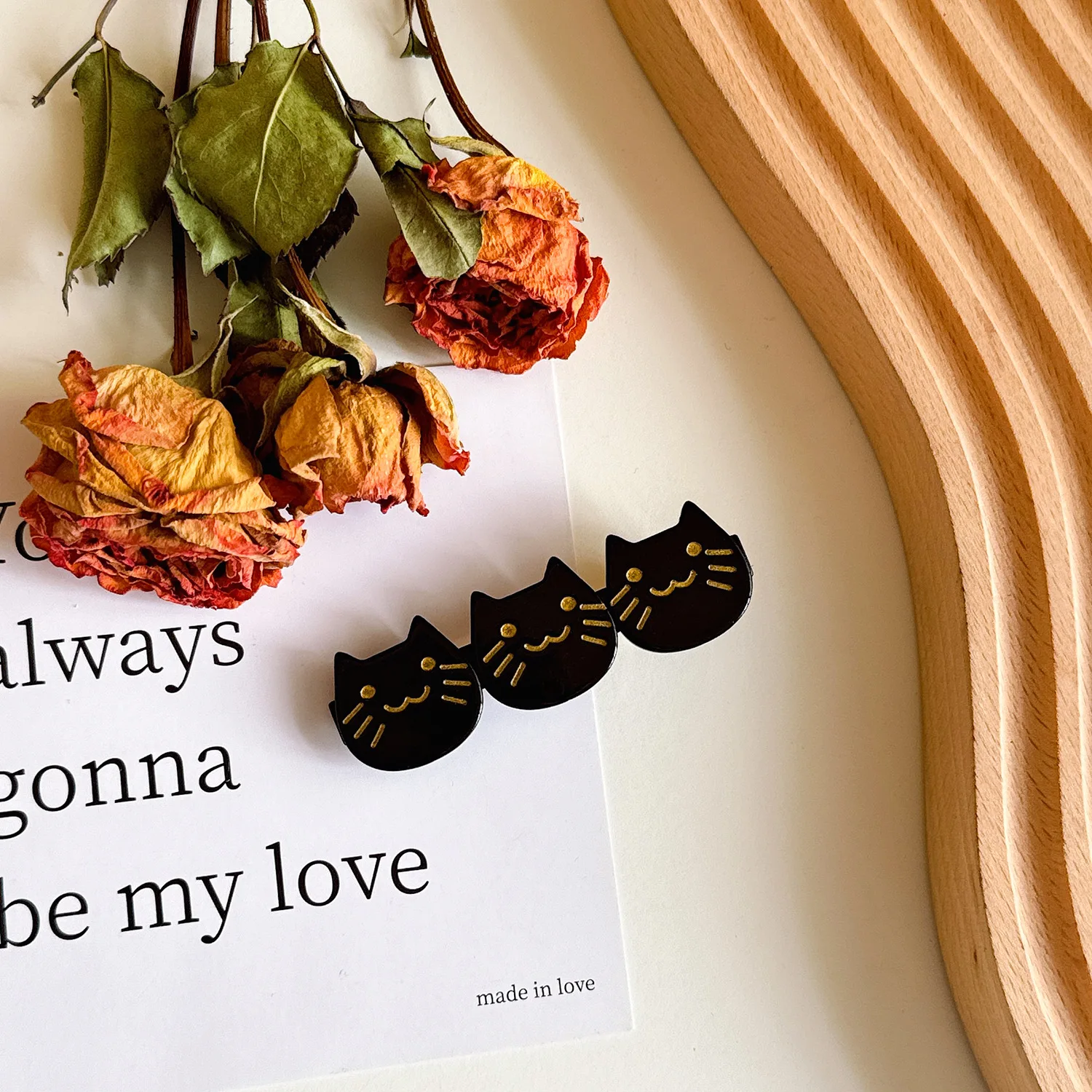 Precision Side Clips 6.3cm Acetate Sheet Cat Design 1pc Flat Hair Clips for Flyaways Dainty Barrettes Asian Fit