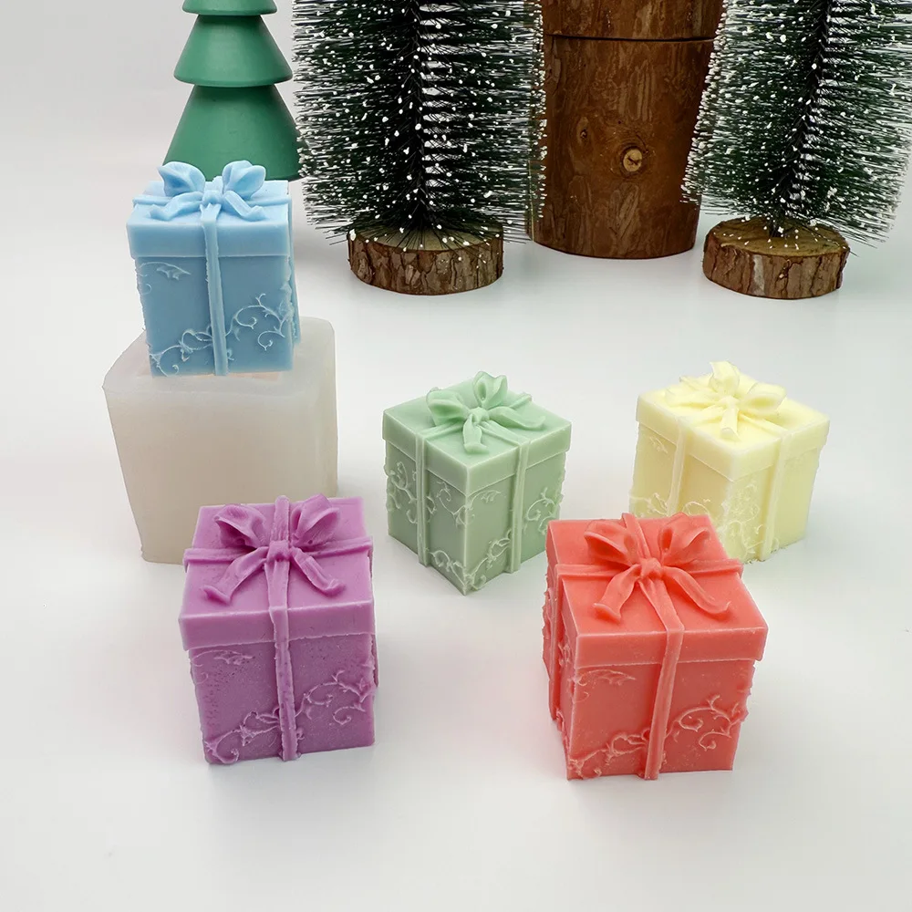 3D Quadratische Geschenkbox Aromatherapie Kerze Silikonform Herstellung DIY Weihnachtsgeschenkbox Dekoration Gips Harzform – Detail 5
