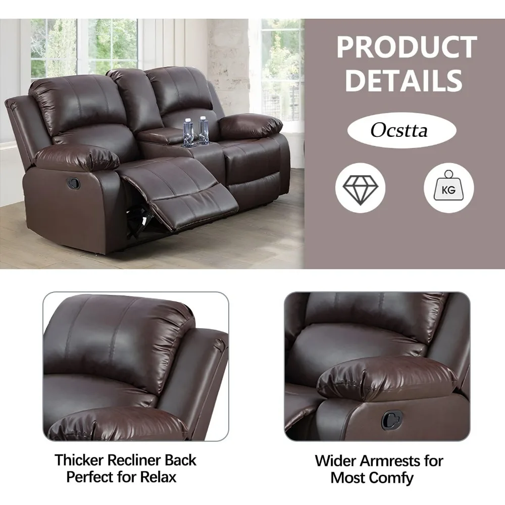 Sofa Living Room, Manual Leather Recliner Sofa 3 Pieces Set For Living Room Furniture Set, Leather Recliner Couch Set For Home