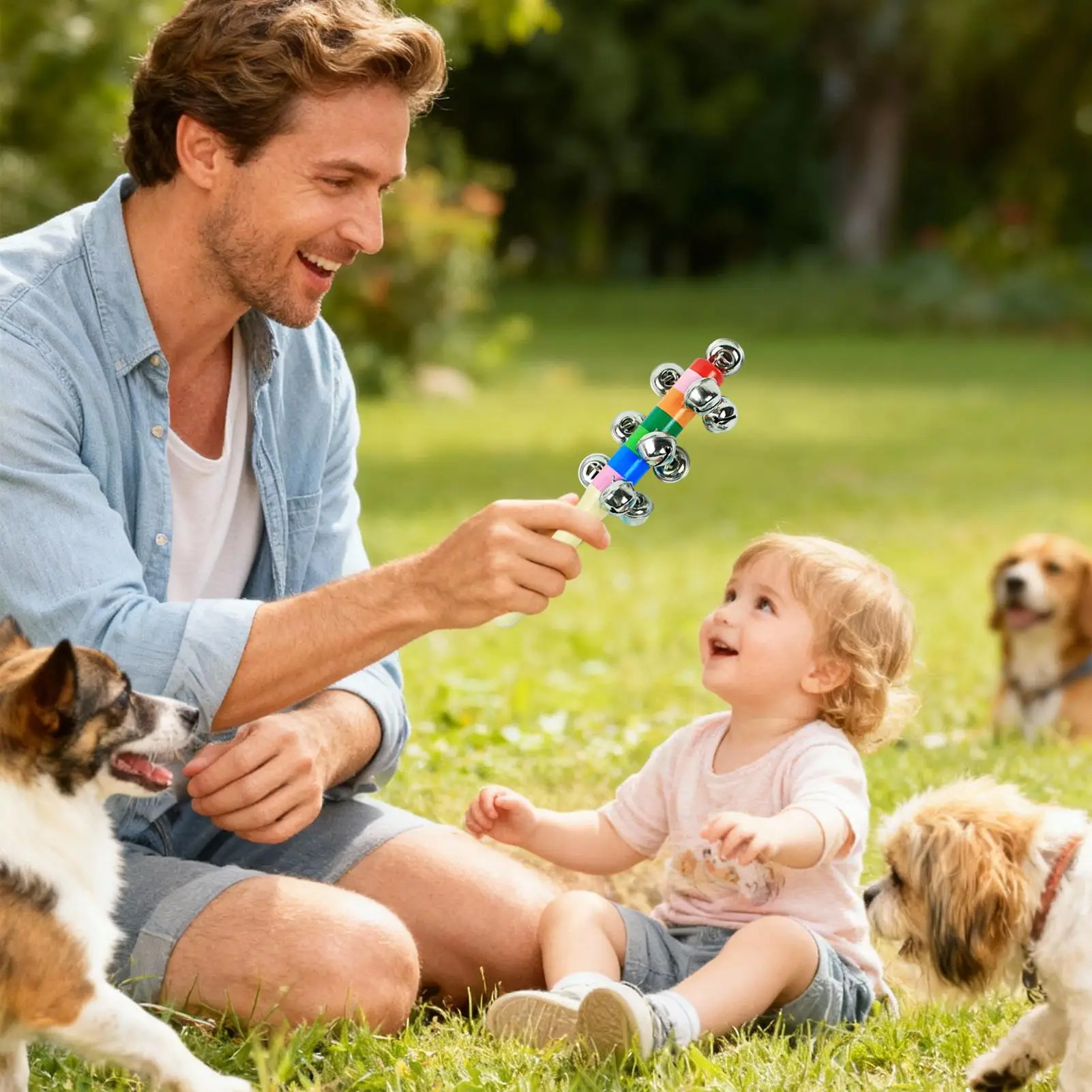 Campanas de mano con mango de madera para niños, instrumentos musicales, juguete de Aprendizaje Temprano de Color arcoíris para niños pequeños, regalo de fiesta de guardería preescolar