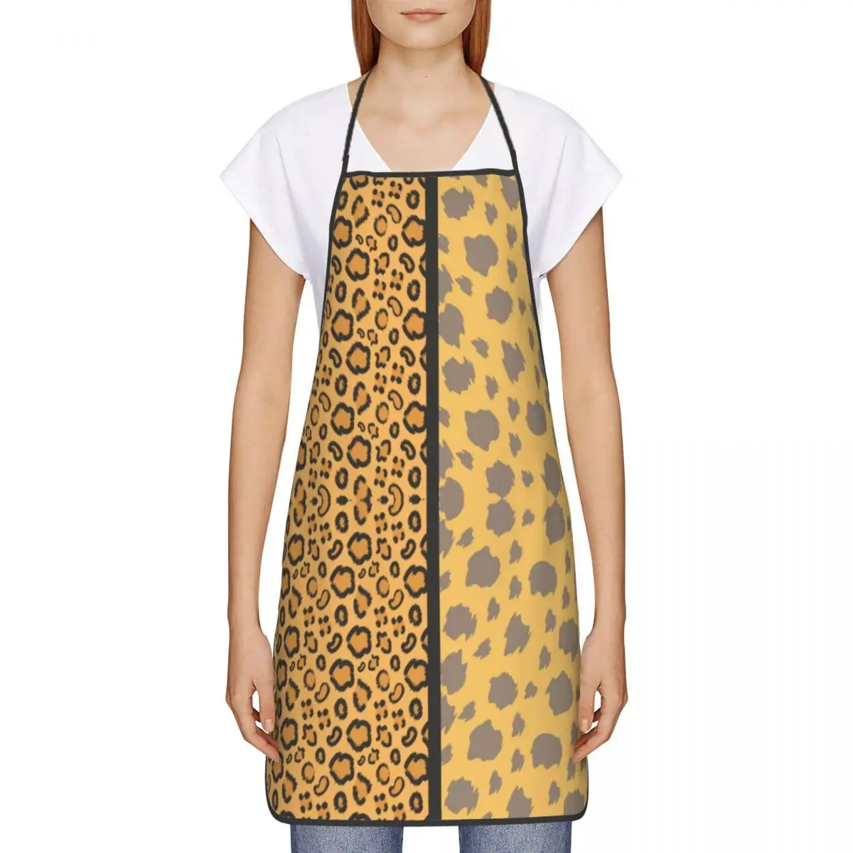 Custom Bib Leopard And Cheetah Aprons for Men Women Unisex Adult Chef Cooking Kitchen Cute Animal Skin Tablier Cuisine Gardening