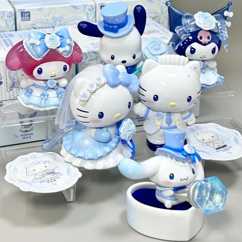 Sanrio personaje romántico boda serie caja ciega Kitty Daniel figura de acción Melody Kuromi caja misteriosa Cinnamoroll Pochacco juguete