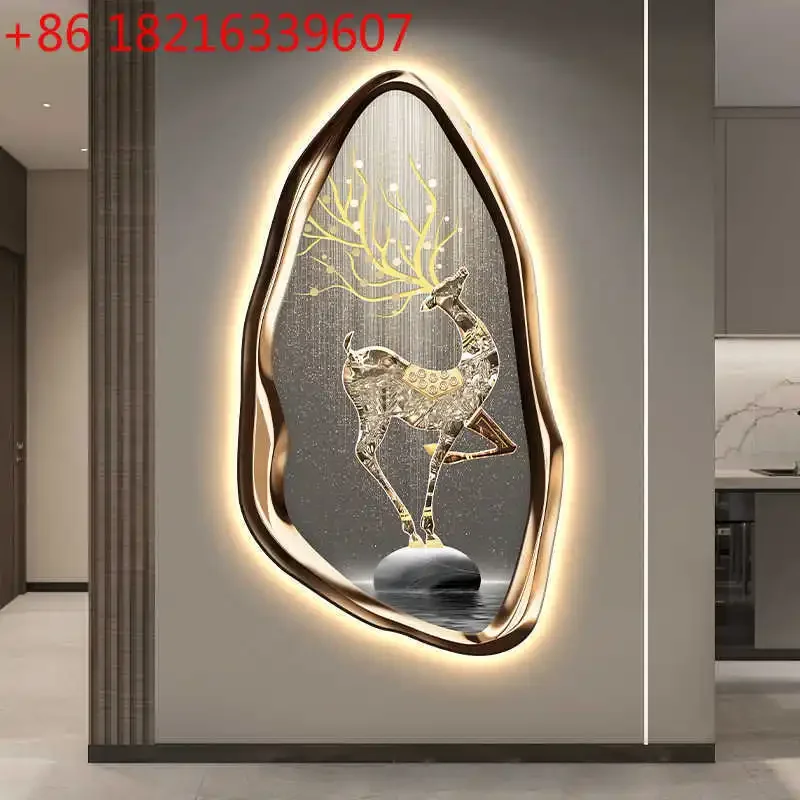 Entrance decorative painting led lamp elk living room aisle hanging painting creative luminous painting