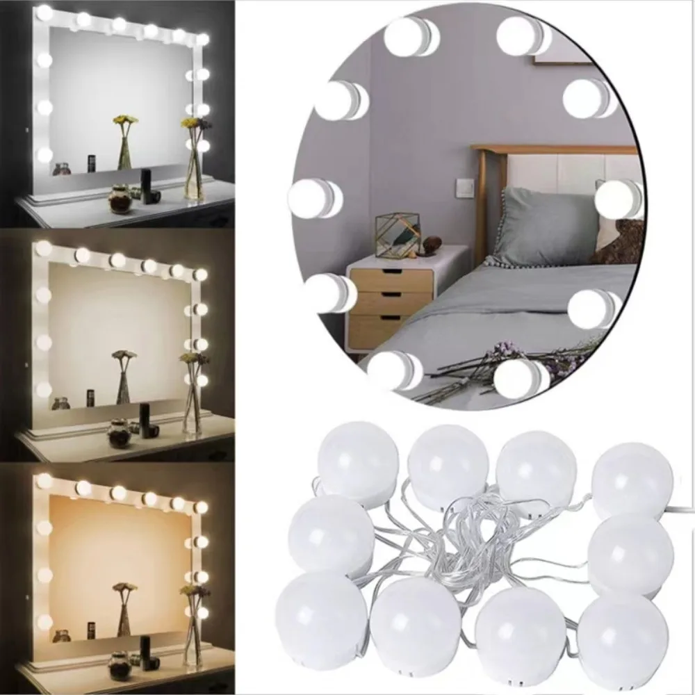 Luces de tocador para espejo de maquillaje, Kit de luces de espejo LED regulables, luz de maquillaje para Baño