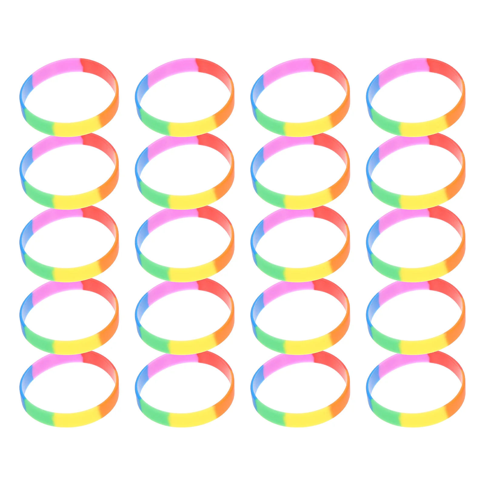 

20pcs Rainbow Wristbands Colorful Chic Hand Decor Fashion Bracelet Party Accessory Durable Simple Unisex Gift For Family Friends