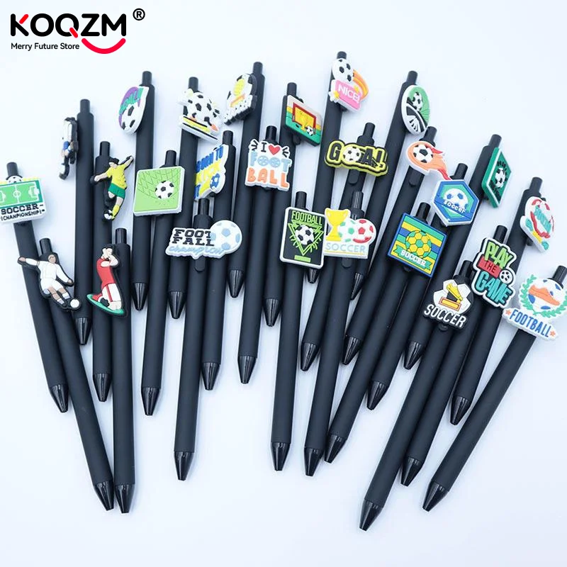 6/12Pcs Creative Football Theme Black Ink Pens Football Sports Series Writing Office Ballpoint Pen Desktop Essential Accessorie