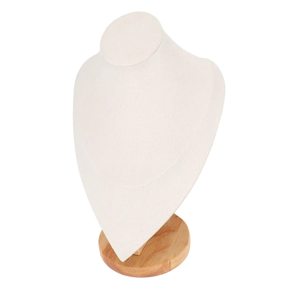 Scratch Proof Leather Bust Holder 19 x 11.5 x 29cm Beige Jewelry Display Stand Jewelry Bust Display For Jewelry Shops