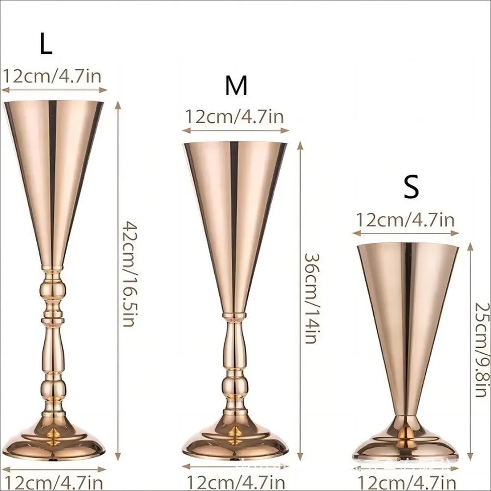 Elegant For Wedding Candle Holders in Premium Metal Gold and Silver Finish Table Decor Set 42 12cm 36 12cm 25 12cm
