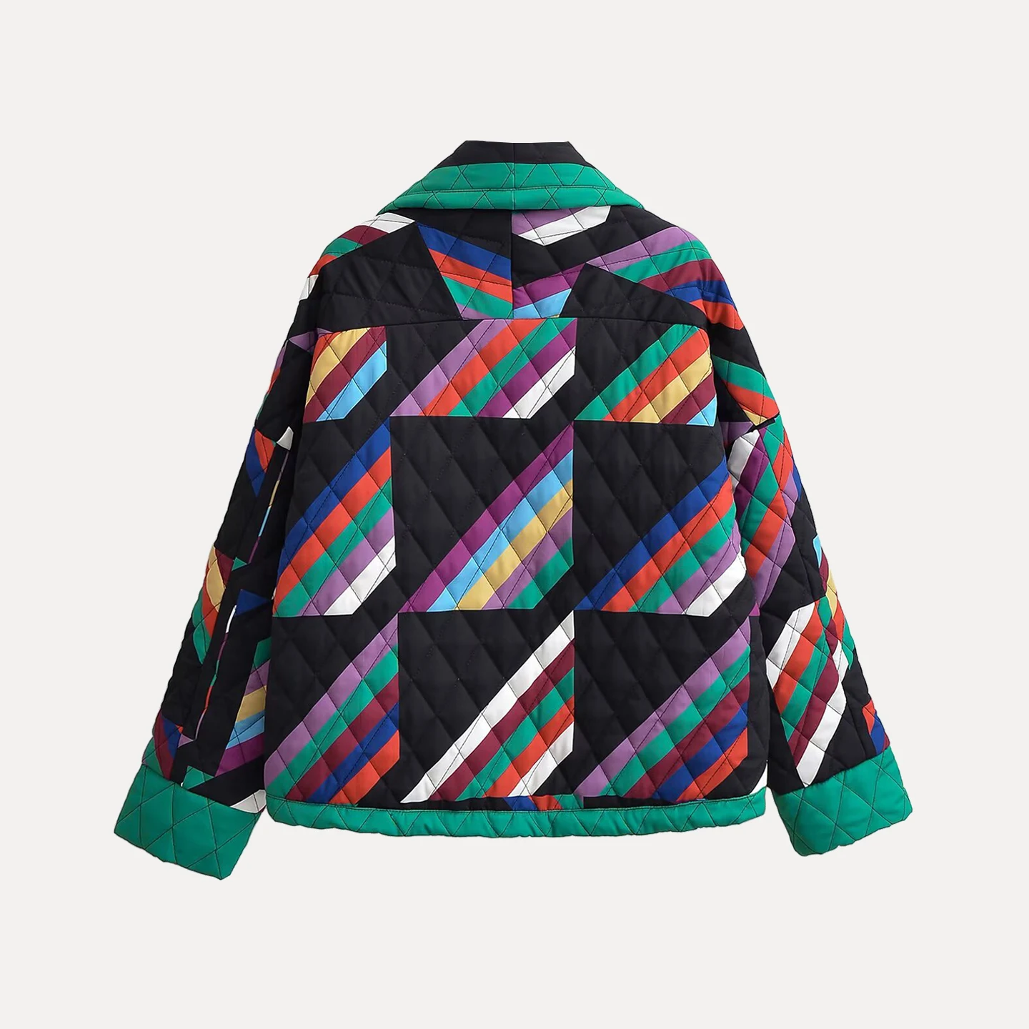 Faionable Kleur Blo ort Gedrukt Jaet Dames Casual Veelzijdige Bovenkleding Herfst 2025, Z Pendelen Loose Fit Lange Sve