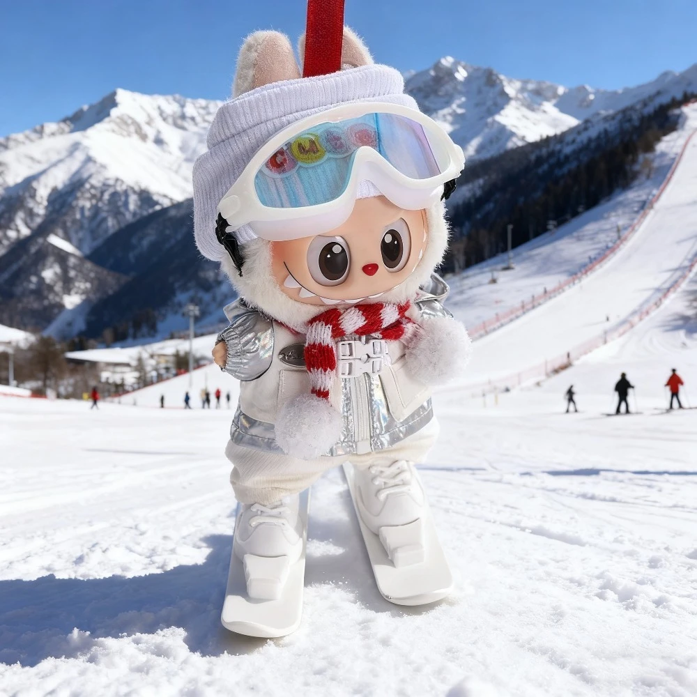 

For 17cm Mini Plush Doll Clothes Outfit Ski Suit Set Accessories for Ropa Labubu Doll Overalls Set Dress Clothing Gift