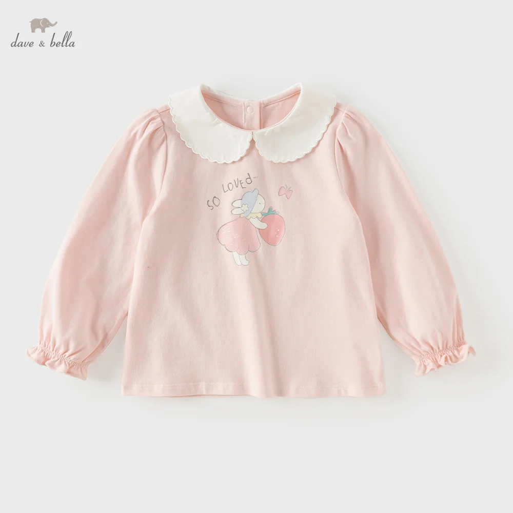 Dave Bella Children's T-shirts For Girl Bottom Autumn Clothing 4 to 12 Years Old Kids' Printed Top And Pullover Spring DB3262726