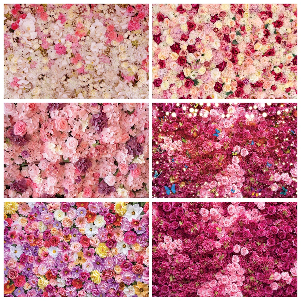 

Custom Name Photo Flower Wall Birthday Party Banner Background Baby Shower Bridal Wedding Diy Photography Backdrops Photocall