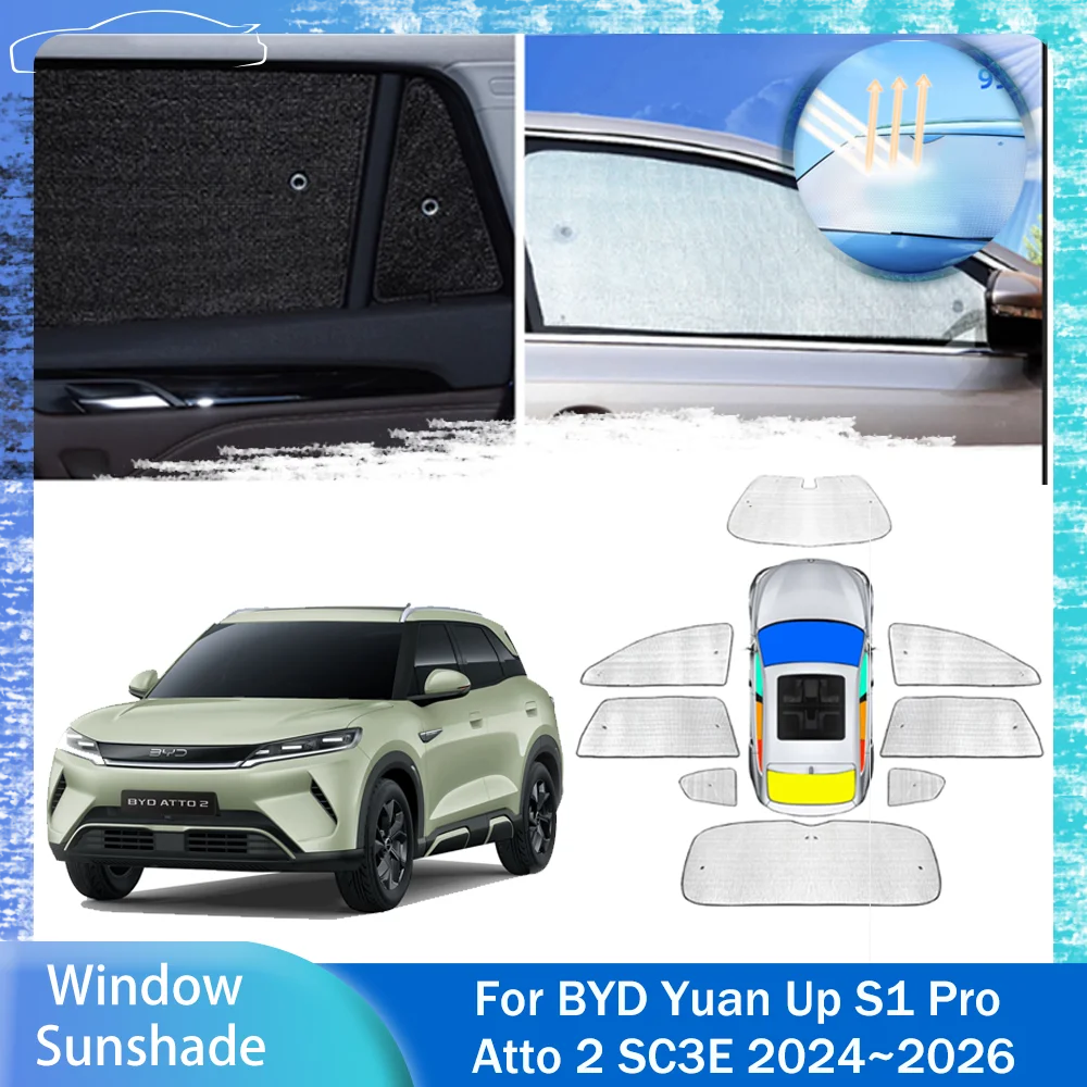 

Для BYD Yuan UP S1 Pro Atto 2 SC3E 2024 ~ 2026 2025 Автомобильный солнцезащитный козырек на лобовое стекло, солнцезащитный козырек, защита от ультрафиолета, аксессуары для зонтиков