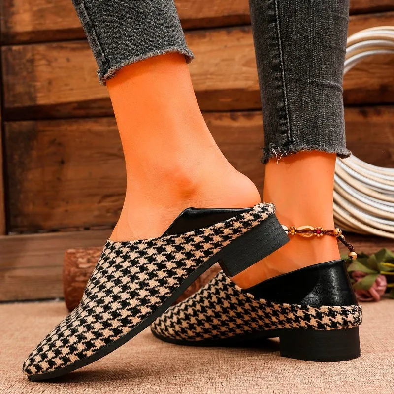 Women's Canvas Ballet Shoes Flat Breathable Colorblock Plaid Slip-on Loafers for 2025Fashionable and Comfortable Footwear