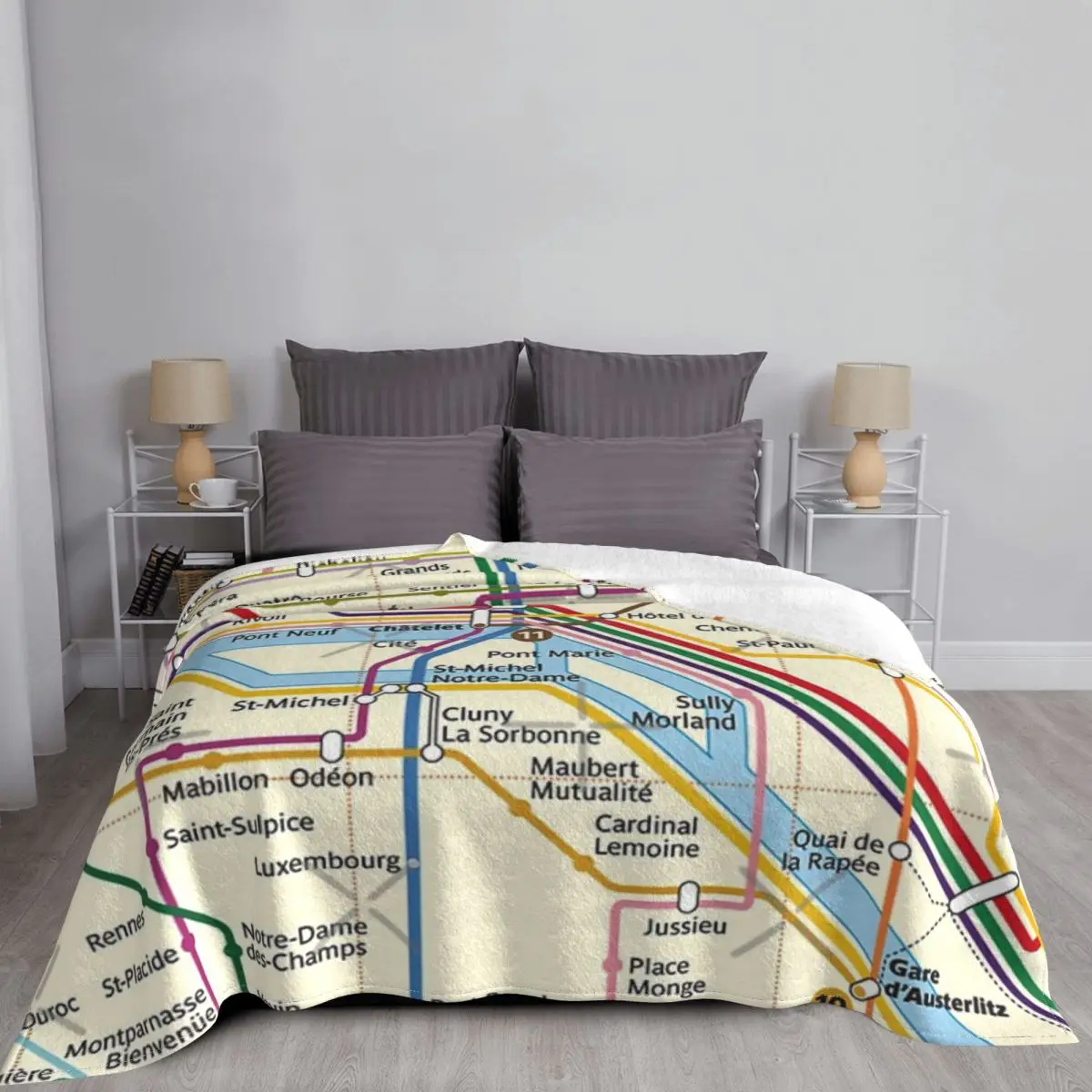 Paris Metro Map coperta copriletto sul letto copriletto Anime coperta ultraleggera