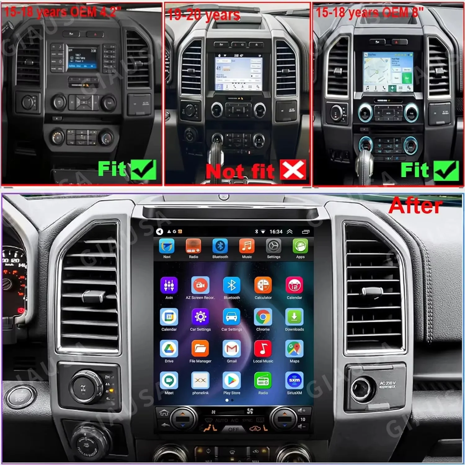 

Android14 Car Radio For Ford F150 2016-2021 Automotive Multimedia Touch Screen Carplay Auto Bluetooth 4G WIFI DSP GPS Navigation