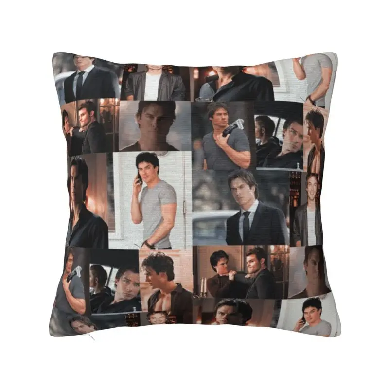 Custom Damon Salvatore The Vampire Diaries TV Show Pillow Case Stefan Salvatore Cushions Cover for Sofa Square Pillowcase