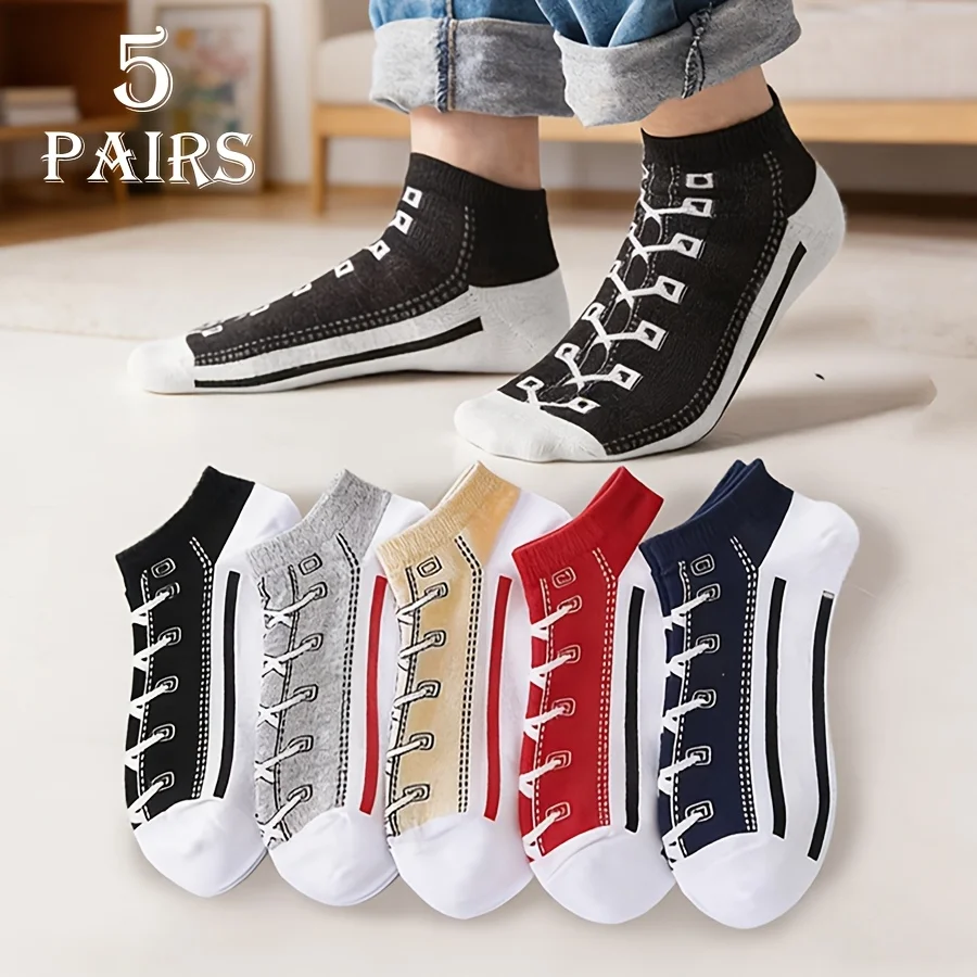 5 Pares de Calcetines Deportivos Invisibles para Hombre, de Algodón Fino, Transpirables, Absorbentes del Sudor y Resistentes al Olor, para Verano