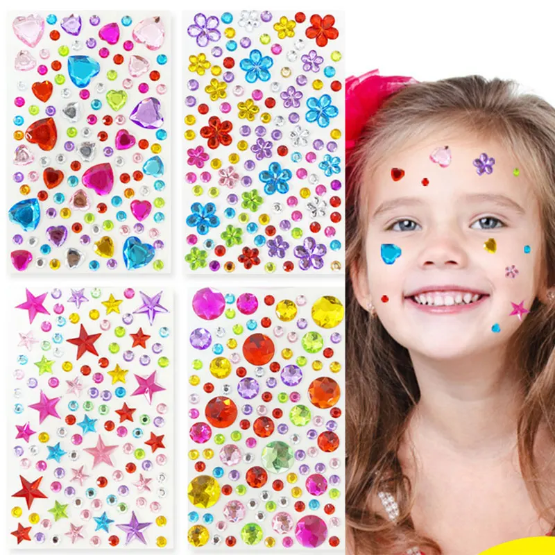 109-430+pcs Bling Gem Stickers Rhinestone Self Adhesive Jewel Sticker Children Kids Girl Craft Makeup DIY Eye Nail Assorted Size