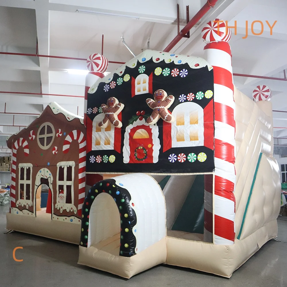 

by ship to door commercial party rental inflatable Christmas house gingerbread jumper house with slide combos