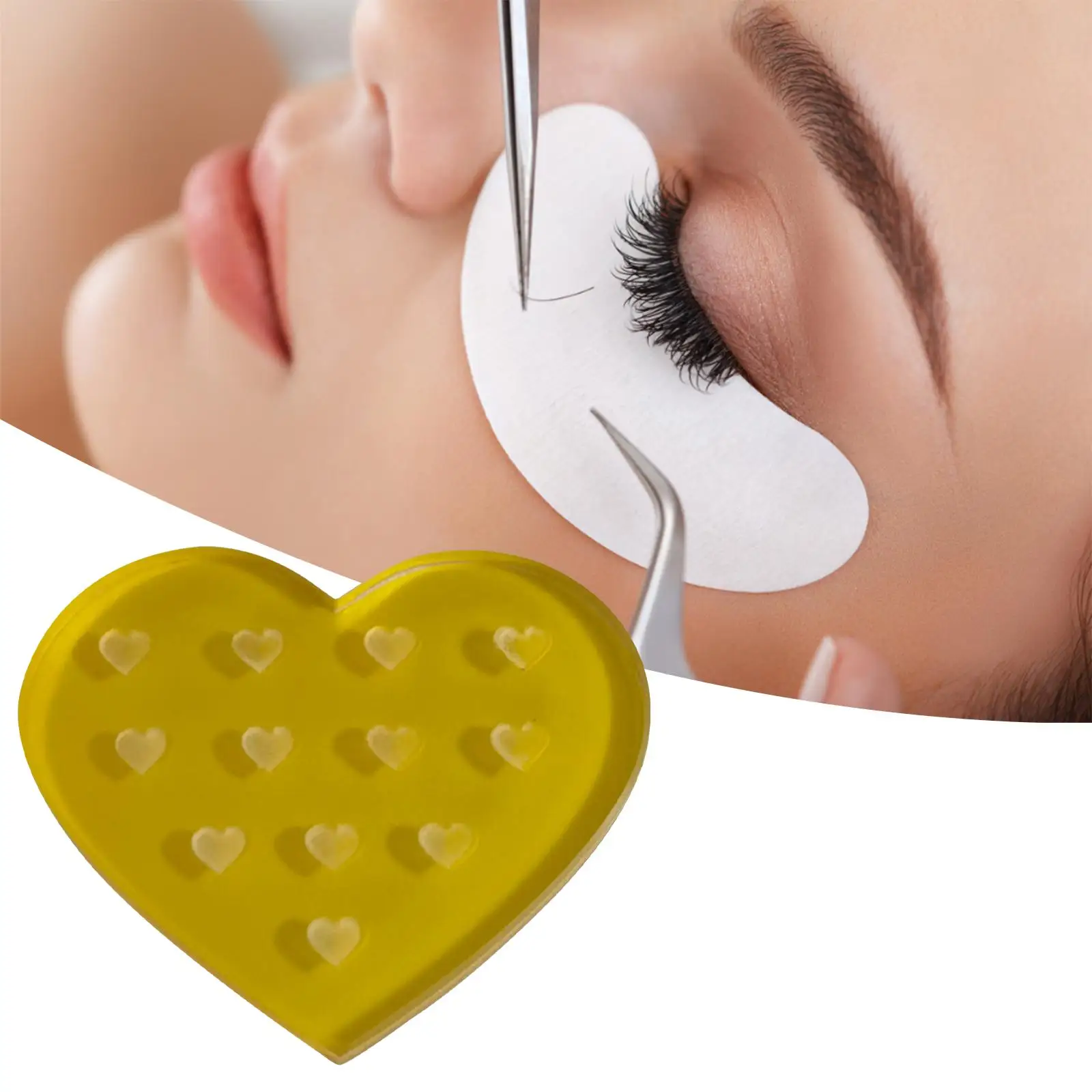 Transparenter Kristallglas-Herz-Wimpern-Kleberständer, waschbarer, wiederverwendbarer Wimpernkleberhalter für professionelle Salonverlängerungen